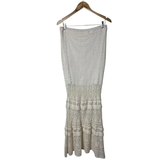 Venus White Crochet Maxi Knit Skirt L - Picture 4 of 6